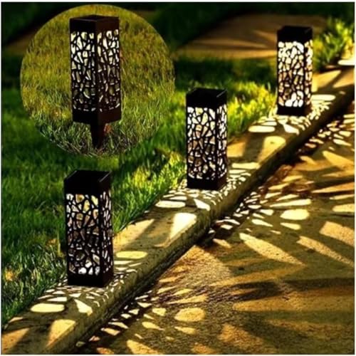 Générique Ensemble de 6 lampes LED d’extérieur avec panneau solaire étanche IP65, à haute efficacité énergétique, idéal pour éclairer jardins, allées, cours...