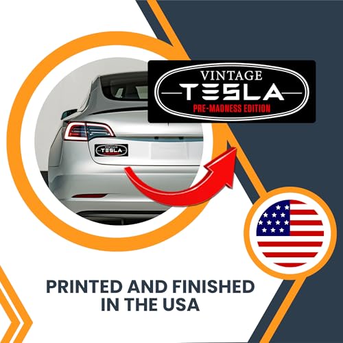 Image of Magnet Me Up Vintage Tesla Pre-Madness Edition 3x8 Inches Retro Car Magnet for Tesla Fans Waterproof, UV-Printed Magnetic Decal for Cars, Trucks, SUVs Made in USA
