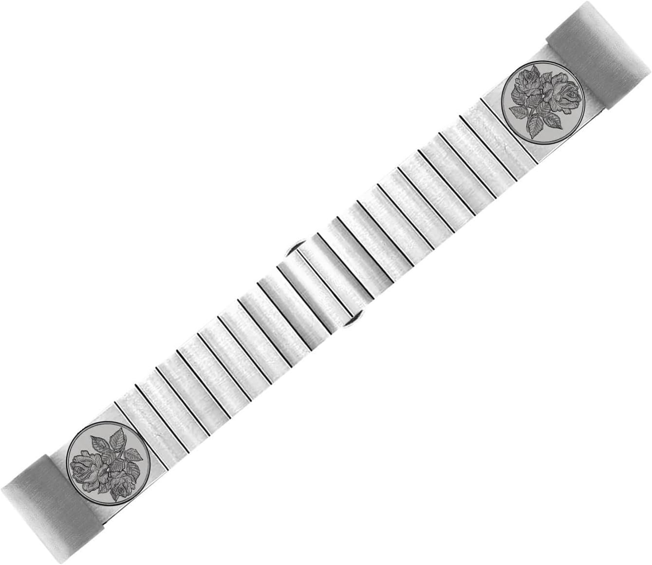 Roses Floral Engraved Band Compatible with Garmin Fenix 7X Pro Solar Sapphire 6X Pro 5X Plus Fenix 3 Descent Mk1 Mk2 Mk2i Silver Stainless Steel Strap S-RS1-A26