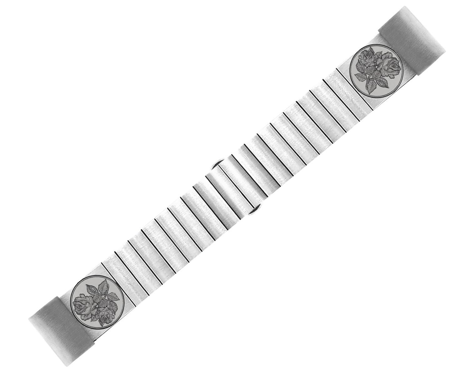 NICKSTON Roses Floral Engraved Band Compatible with Garmin Fenix 7X Solar Sapphire 6X Pro 5X Plus Fenix 3 Descent Mk1 Mk2 Mk2i Silver Stainless Steel Strap S-RS1-A26 (8.5