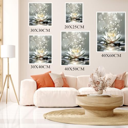 LB Décoration Murale Spa Zen Gris Poster Mural Fleur de nénuphar blanc avec papillon Toile Peinturen Yoga Détente pour Salon Cuisine Bain Chambre Bureau Domicile,40x60cm Pas de Cadre – vue 7