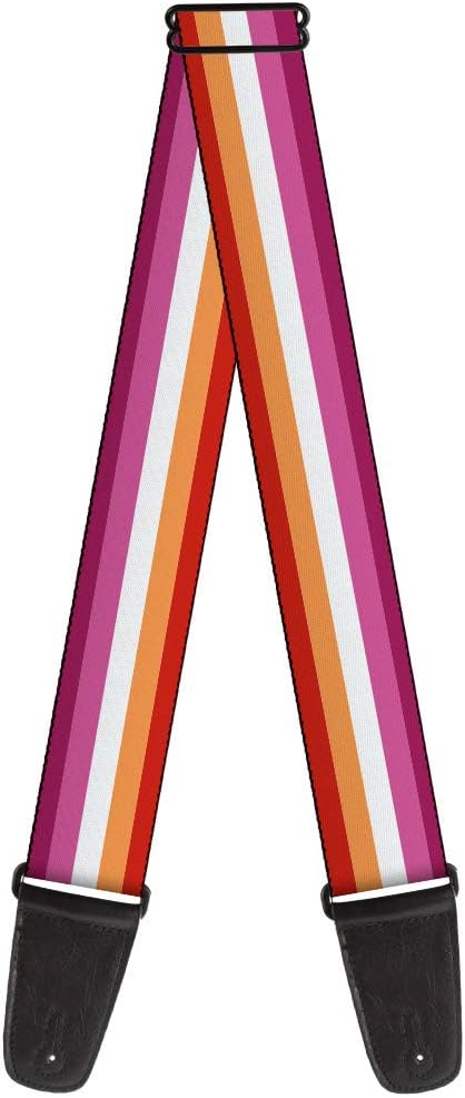 Guitar Strap Flag Lesbian Five Stripe Oranges/White/Pinks 2 Inches Wide