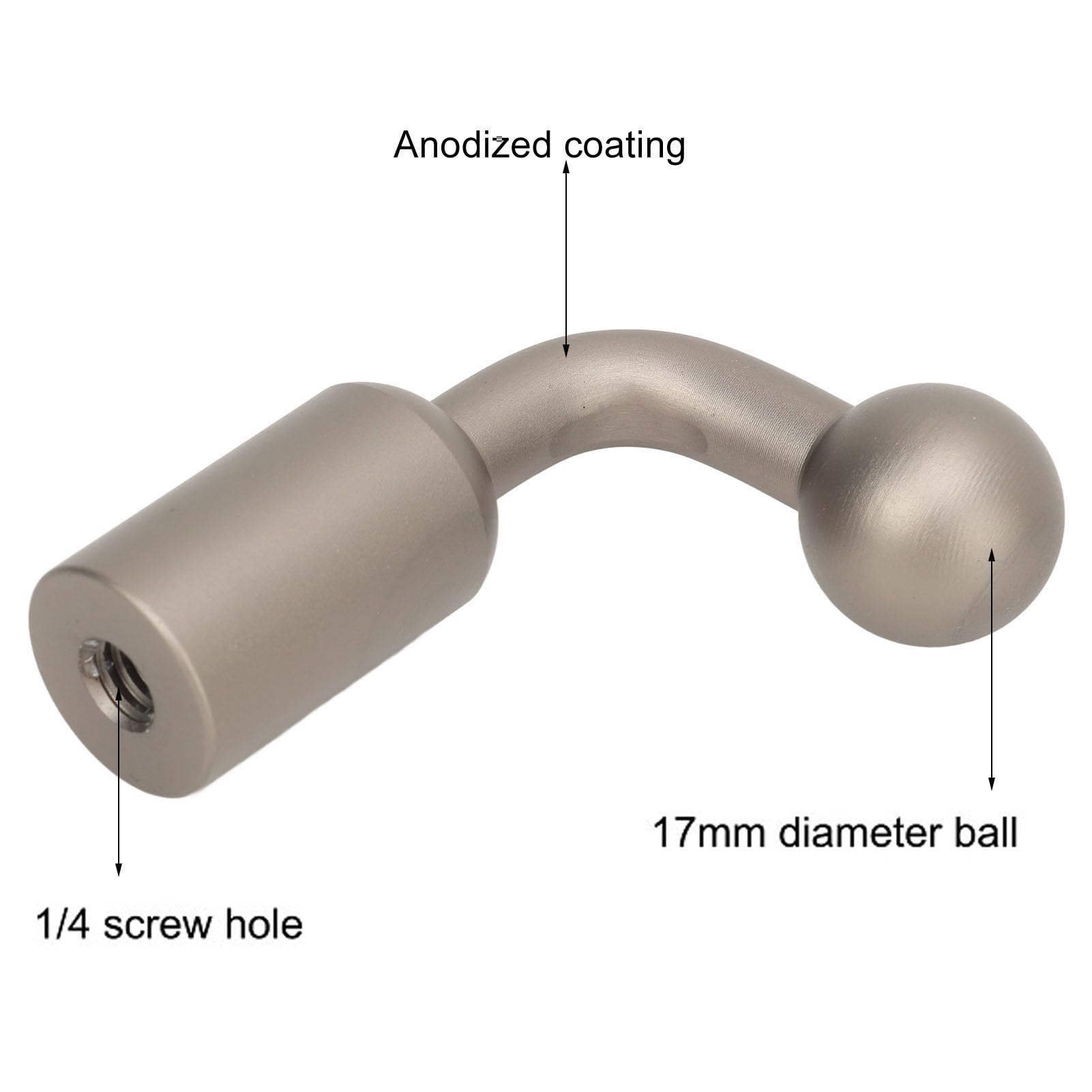 Adaptateur Rotule 17 Mm Pour Support Caméra Et Téléphone - Extension Réglable à 360°, En Alliage Aluminium - 8