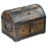 Brynnberg Schatztruhe groß mit Schloss 28x20x20cm Koffertruhe Holztruhe Schatzkiste Vintage-Look Piraten Schatzsuche Holz massiv braun Kolonialstil Schatulle Bauernkasse Holz Piratentruhe Geldtruhe