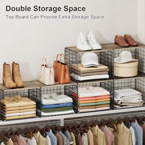 Widened & Heightened Closet Organizers And Storage Shelves With Top Board, Set of 3 Stackable Closet Shelf Organizer Storage Bin Basket For Clothes Sweaters,Space-saving, Sturdy,Wider Higher Size by Cidaziya - Image 5