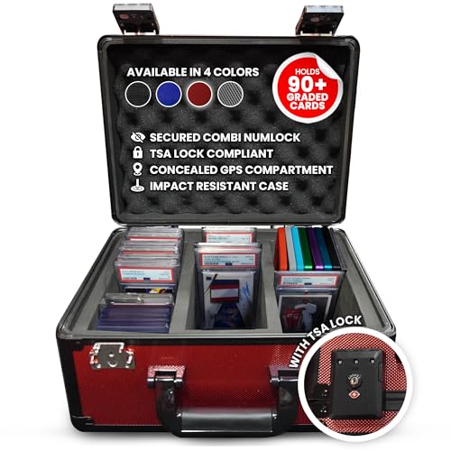 EVORETRO - Premium Graded Card Storage Box - Impact Resistant Graded Card Case with TSA Lock & GPS Compartment, Holds 90 PSA/BGS Cards, Toploader Cards, Sports, Trading Card Storage Box for Collectors & Travel
