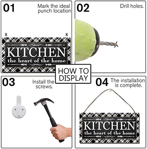 NBEADS 2 Pcs Wooden Kitchen Sign Wall Decor, Kitchen Hanging Wall Sign Plaque Rustic Farmhouse Kitchen Wall Decor with Jute Twine for Home Kitchen Dining Room Restaurant, 30×15cm