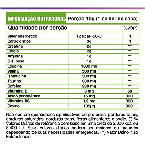 W Vegan Pre Workout Pré Treino 300g Cafeina WVegan, sem