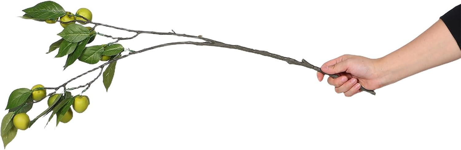 Artificial Fruit Branches with Lifelike Green Citrus Simulation Stems, Faux Decorative Tree Branches for Home Kitchen Dining Table Vase Arrangement