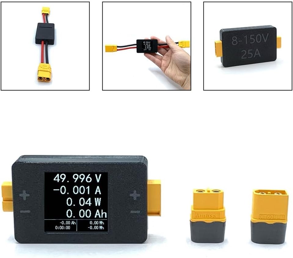 Power Meter Voltage Current Tester 150V 50A LCD Display X-T60 for XT90 Interface for RC for LIPO Aircraft Model(A)
