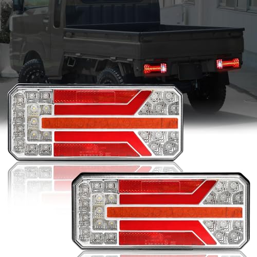 Yinaolan Fanale posteriore per rimorchio a LED da 2 pezzi, 12/24V Fanale posteriore a LED Super luminoso impermeabile, Indicatore di direzione del freno Indicatore di retromarcia Riflettore