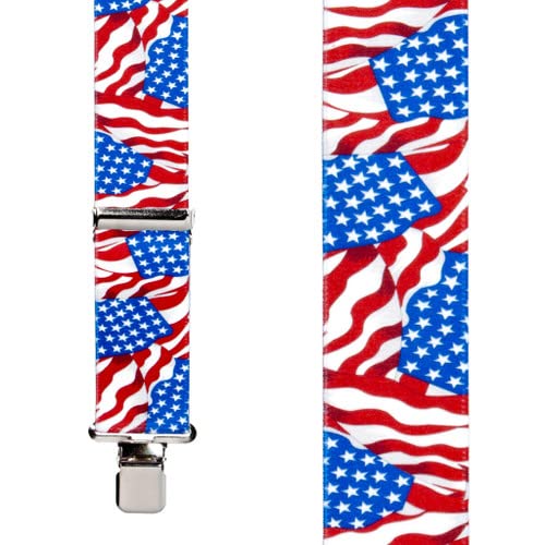Suspender Store Flag Suspenders - American, Construction Clip 60" For 6'4" To 6'9" Tall #TOP1