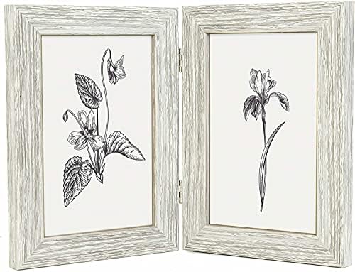 Clay Roberts Double Photo Picture Frame 6 x 4, Ash, Holds 2 Standard Photographs, Freestanding, Twin Hinged 6x4 10 x 15 cm Picture Frames