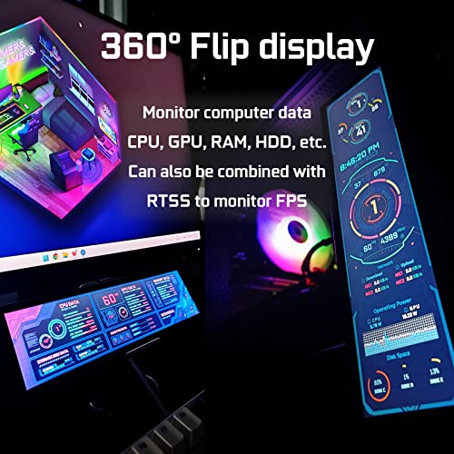 Image of WOWNOVA Computer Hardware Temp Sensor Panel 8.8 inch Monitor, PC Temperature Display, HD LCD Screen for PC Case Accessories Gaming Secondary Monitor, Compatible with Windows RPi (No-Touch)