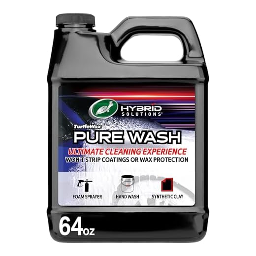 Turtle Wax Hybrid Solutions Pure Wash, pH Neutral Extreme Foaming Car Wash Soap, Bucket or Foam Cannon Application, Won't Strip Waxes or Coatings, Clay Bar Lubricant, Spot-Free Clean, 64 fl oz