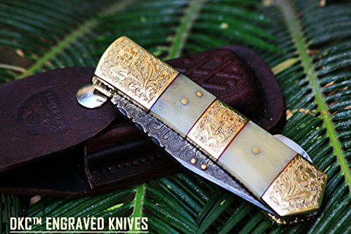 Dkc Knives ++Dkc-173 Palace Guard Damascus Steel 3.5" Blade 4.5' Folded 8" Open 8.5 Oz Pocket Folding Knife Hand Made Incredible Look And Feel #TOP7