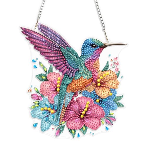 Peinture diamant colibri 5D QENSPE avec chaîne pour décoration murale