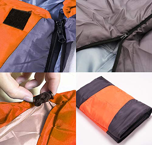 Vabogu Camping Sleeping Bag - 4 Seasons Winter, Fall, Spring, Summer, Indoor Outdoor Use, Lightweight & Waterproof for Adults & Kids Camping, Backpacking (Gray Orange, 3.52 ib)