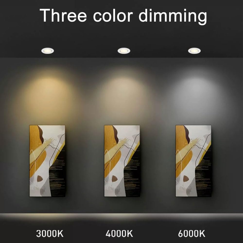 3000K/4000K/6000K Dimmable Spotlight, 10W LED Recessed Downlight, Anti-Glare Ceiling Light with Driver, White Round Lighting Fixture for Corridor Hallway Living Room 4 Pcs
