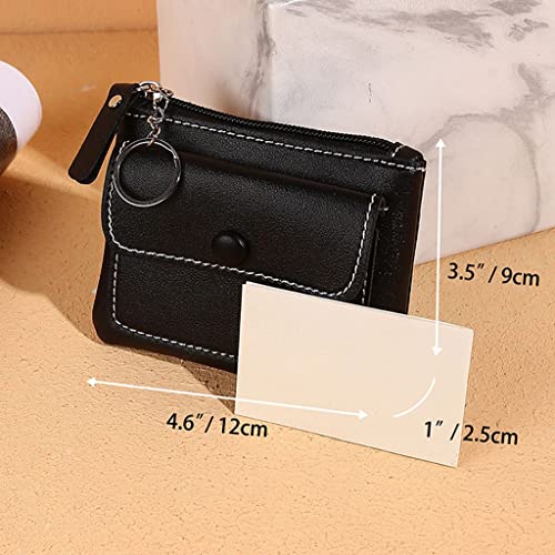 Ladies Zipper Cropped Wallet Card Holder Buckle Purse Key Case(Black)2