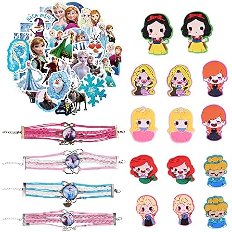 68 Pieces Birthday Party Favor for Kids Frozen Party Favor Bag, Bracelets, Stickers, PVC Shoe Accessories, Birthday Celebration Party Souvenirs Gift for Kids Cover