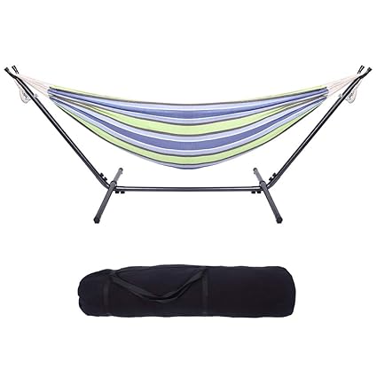 Portable Outdoor Polyester Hammock Set Green