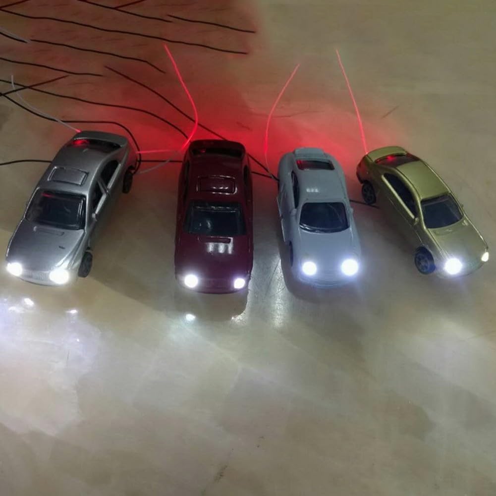 10Pcs N Scale Model Railway Scene Cars with LED Lights for Use in Street and Railway Layouts Compatible with 12V or 16V Electrical Systems