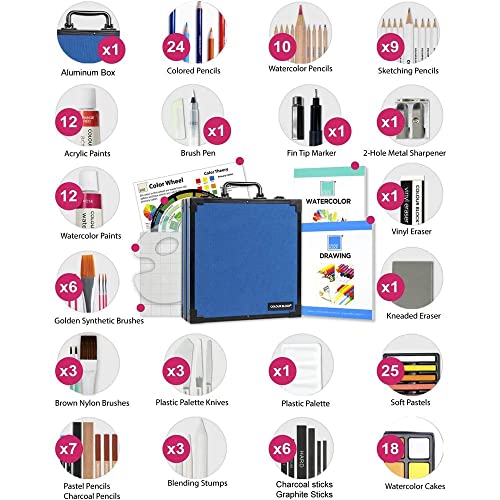 COLOUR BLOCK 151pcs Mixed Media Art supplies, 4 in 1 Professional kits I Acrylic Paint Sets I Watercolor Painting Sets I… - Image 6