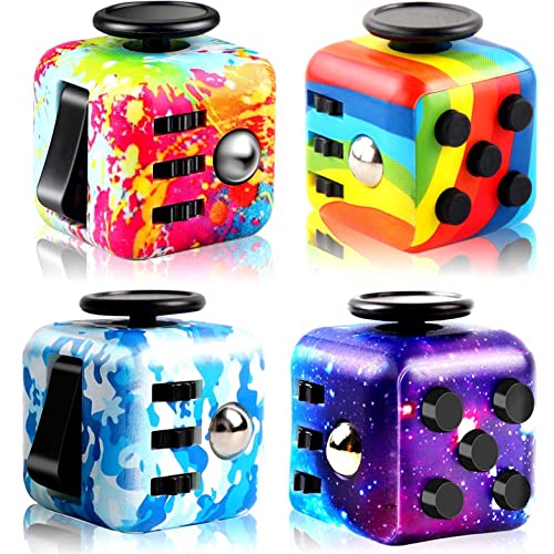 4 Pack Fidget Cube Fidget Toy, Magic Cube Stress and Anxiety Relief Toys, Infinity Cube Fidget Toy Cube Relaxing Hand-Held for Adults, Killing Time Cool Fidget Block for ADD/ADHD/OCD