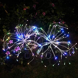 Amashop Outdoor Solar Garden Lights 105 LED Solar Powered Decorative Stake Landscape Light DIY Flowers Fireworks Stars for Walkway Pathway Backyard Christmas Party Decor 2 Pack�?�Mulit-Color�? - ?