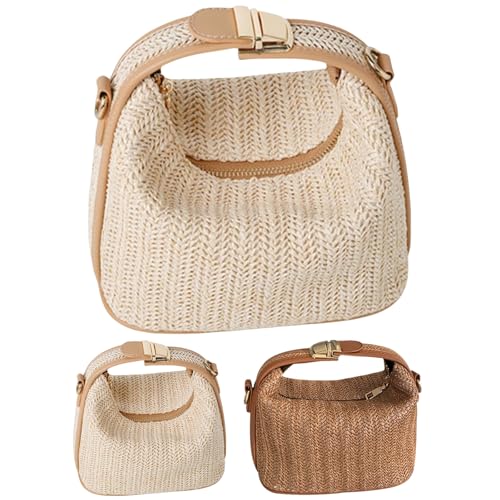 Straw Crossbody Bags for Women Trendy Summer Beach Vacation Outfit Casual Versatile Patched Design Handbag Bucket Tote