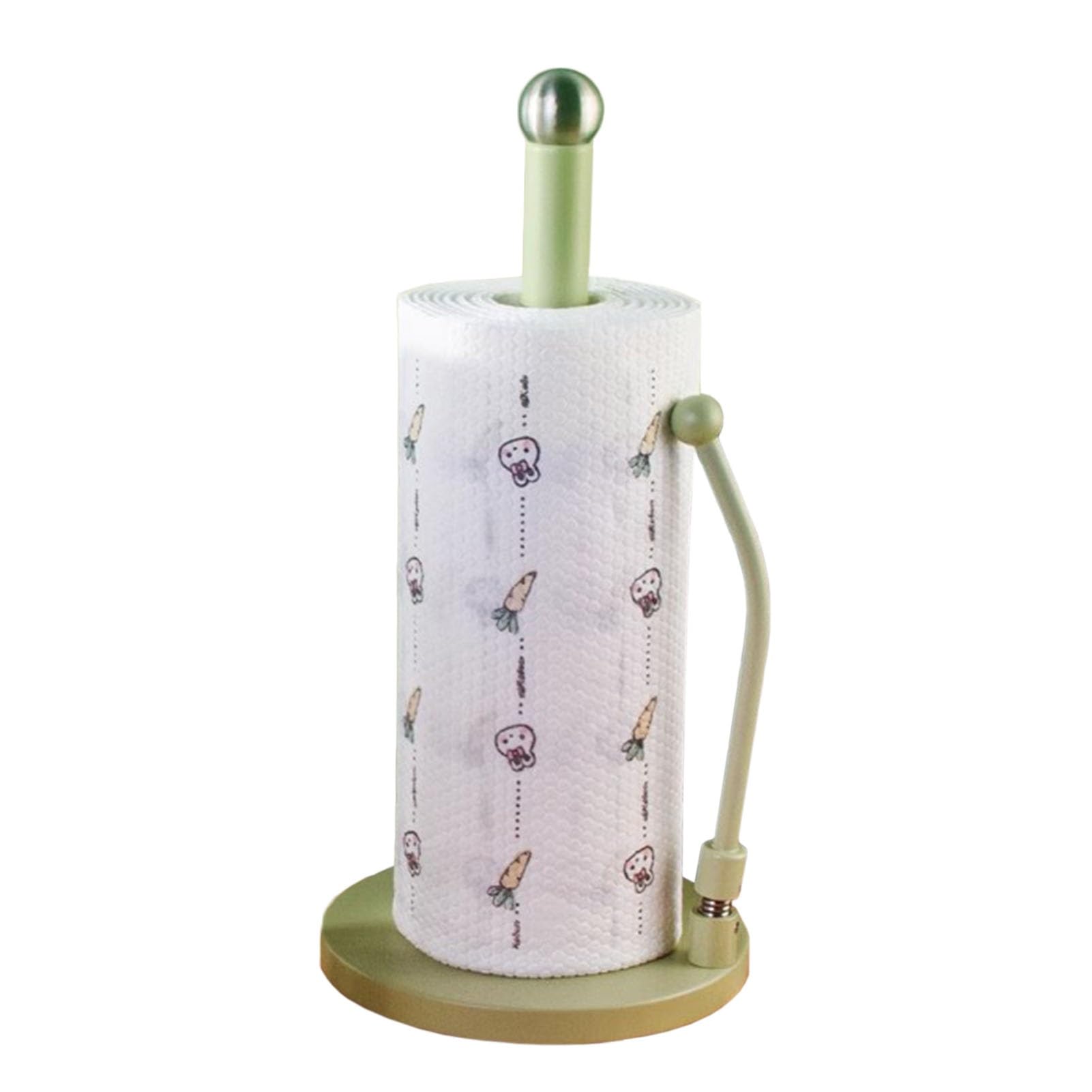 Stainless Steel with Side Arm, Kitchen Roll Holder for Paper Towels, Plastic Cling Film(Green)