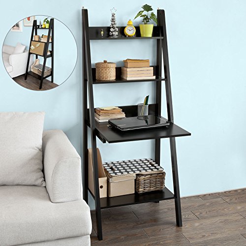 Haotian Modern Ladder Bookcase Made of Wood, Book Shelf,Stand Shelf, Wall Shelf (FRG115-SCH)