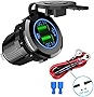 Nilight - 90103A Dual USB Port QC 3.0 Fast Charging Hubs USB Charger Socket Power Outlet 2.1A & 2.1A x2 for Car Boat Marine RV Mobile with Wire Fuse DIY Kit with Lightly Blue LED, 2 years Warranty