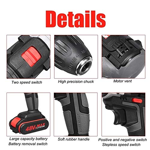 Xegood 88V/80W 2 Gang akkuschrauber akku schlagbohrer 2x2200mAh Drill Power Tool Kit Zufällige Farbe-EU – Bild 3