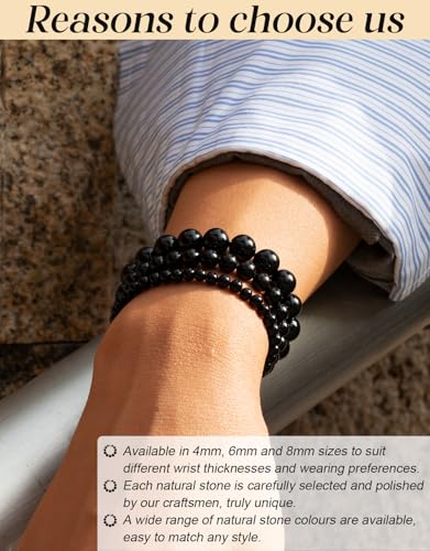 Handmade Natural Stone Beaded Stretch Bracelets,Healing Crystals Protection Bracelet,Spiritual Jewelry Gifts for Women & Men,Replacement Beads Included4