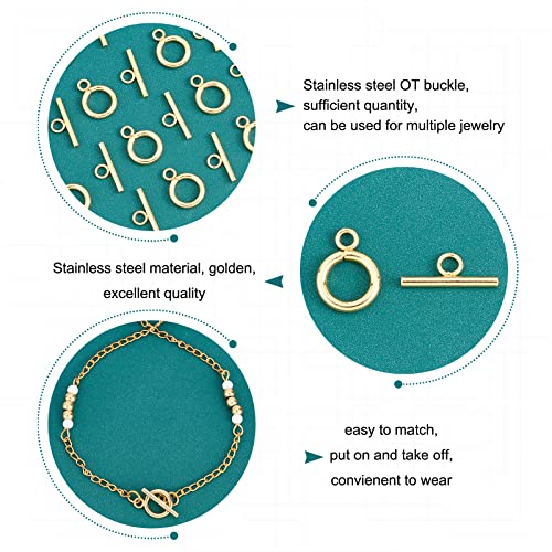 UNICRAFTALE 20 Sets Golden Toggles Clasp Stainless Steel Ring Toggle Connectors IQ Toggle Clasps & Tbar Clasps for DIY Necklace Bracelet Jewelry Making - Image 4