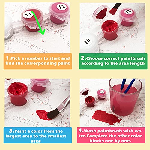 Yetech Malen Nach Zahlen Erwachsene Kinder,DIY Handgemalt Ölgemälde Kits,DIY Ölgemälde auf Leinwand,für Erwachsene und… – Bild 6