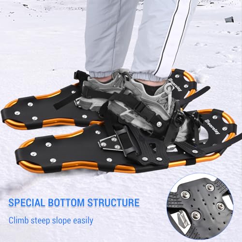 Topyond Lightweight Snowshoes and Hiking Poles Set, Aluminum, Ergonomic Design, Adjustable Heel Strap Snowshoeing Equipment for Winter Adventures and Mountain Trekking (25in)