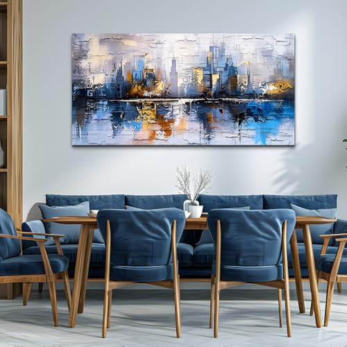 KELIYUAN Yellow And Blue Graffiti Wall Art Home Decoration Painting Large Abstract Urban Modern Oil Painting Printed Living Room Decoration And Bedroom Office Wall Decor Aesthetics 30 X 60 Inches