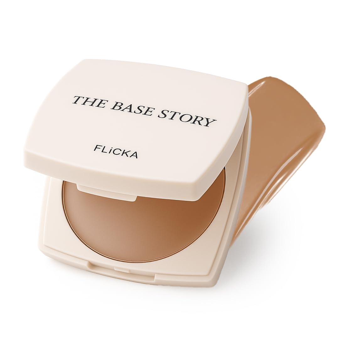 FLiCKA The Base Story Cream Foundation for Face Makeup 8.5gm | Medium to High Coverage | Waterproof & Long Lasting | Smooth & Matte Finish with SPF | All Skin Types | 05 Coffee