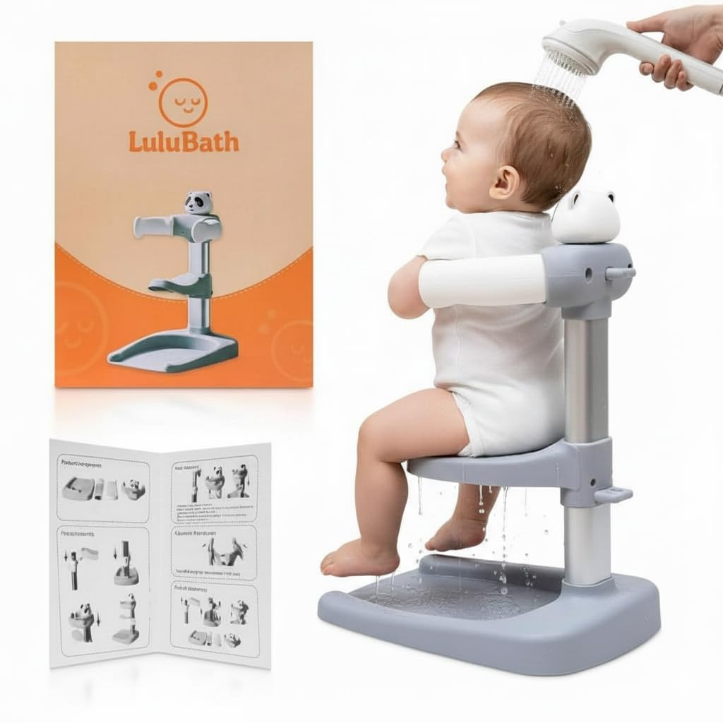 Baby Shower Stand with Built-in Seat | Baby Bath Stand Height-Adjustable Washing Stand for Toddlers | Soporte para Bañera con Asiento