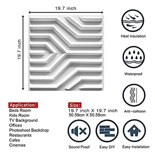 Image of Kayra Decor Zig Zag 3D PVC Wall Panels - Suitable for Living Room and Ceiling Decoration D123 (19.7 x 19.7, Covers 107.60 Sq. ft. White Color) (Pack of 40)