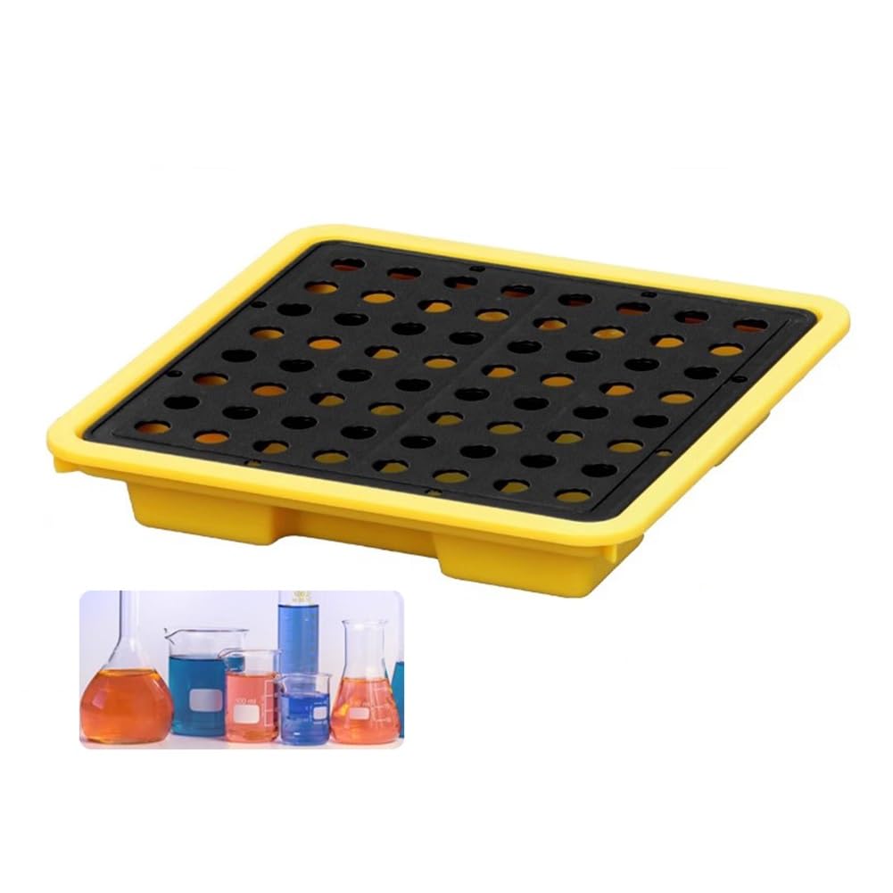 JKJZSALJ Modular Spill Containment Pallet, Oil Drum Spill Prevention Platform, Anti-Leakage Solution, 17 For Efficient Spill Management,Yellow,33.5 * 33.5 * 6cm