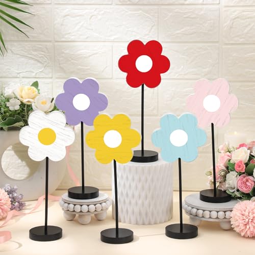 Geetery-6-Pcs-Spring-Flower-Wood-Table-Sign-Freestanding-Flower-Tabletop-Farmhouse-Centerpiece-for-Tables-Party-Favors-Rustic-Wood-Decors-for-Home-Tiered-Tray-Decor Geetery 6 Pcs Spring Flower Wood Table Sign Freestanding Flower Tabletop Farmhouse Centerpiece for Tables Party Favors Rustic Wood Decors for Home Tiered Tray Decor