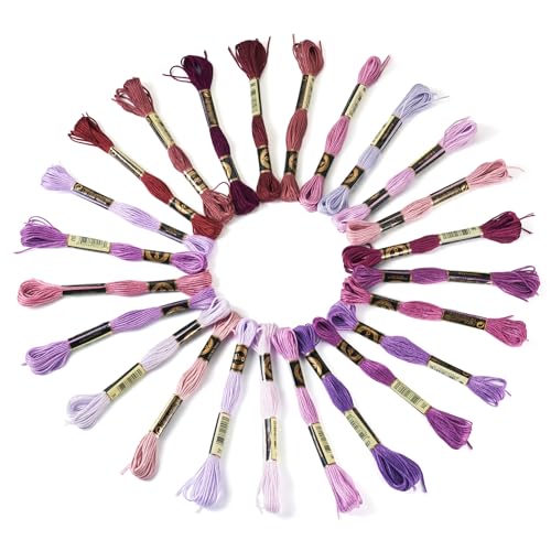 Image of FASHEWELRY 210 Yards Embroidery Thread Bulk Purple Crewel Cross Stitch Threads 1mm Polyester Embroidery FlossThread for Jewelry Making Bracelet Knitting Stitch Supply