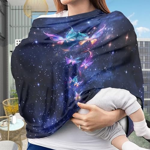Image of Butterfly Galaxy Car Seat Cover Dust Cover Infant Stroller Cover Wind-Protected Sun-Proof Car Seat Canopy Cover Privacy Protection Reusable Pram Dust Protector