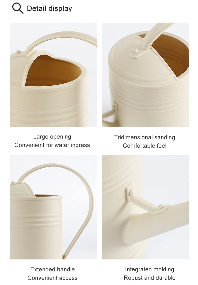 Regadera para interiores y exteriores, pequeña regadera duradera con boquilla larga extraíble, regadera de plástico de alto rendimiento, regadera de plantas de 2 litros de capacidad, color marrón