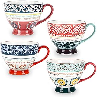 superyes Large Coffee Mugs Sets of 4, Coffee Cups Set for Tea Milk Latte Cappuccino Cereal Hot Chocolate Soup, Gift for Friend, Family