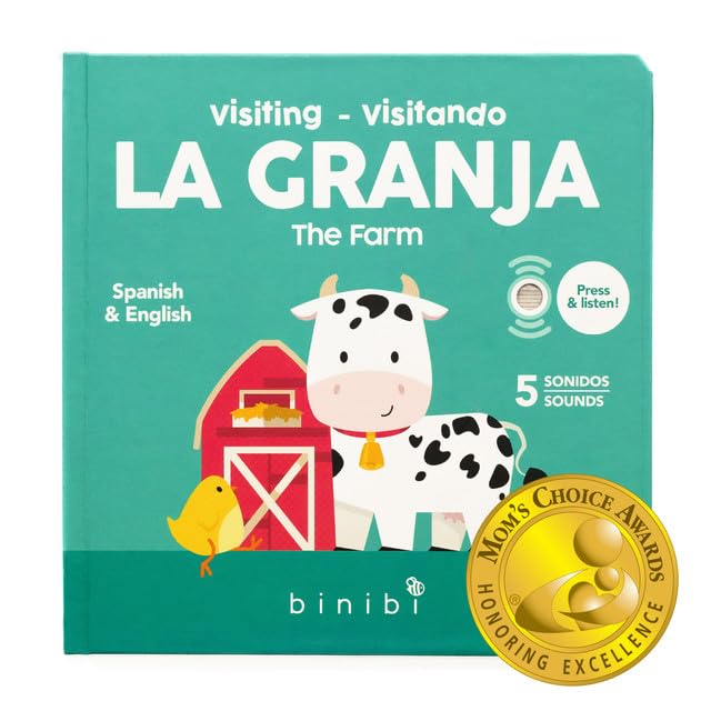 Image of Binibi Spanish Books for Babies & Toddlers 1-3 La Granja Interactive Bilingual Sound Book with Farm Animal Sounds | Bilingual Children's Book | Spanish Learning for Kids | Libro en español para bebés